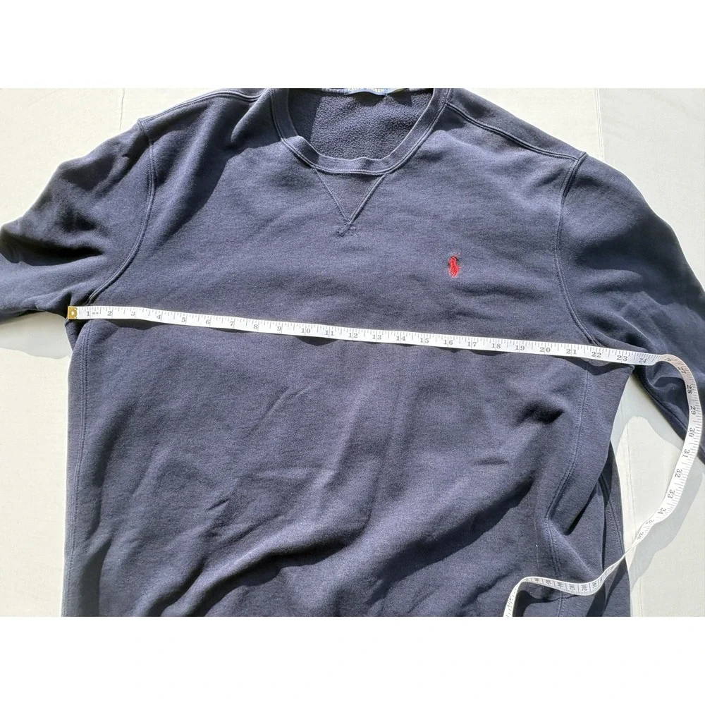 Polo Ralph Lauren Mens XL Navy Blue Crewneck Sweatshirt Red Pony Logo Fleece